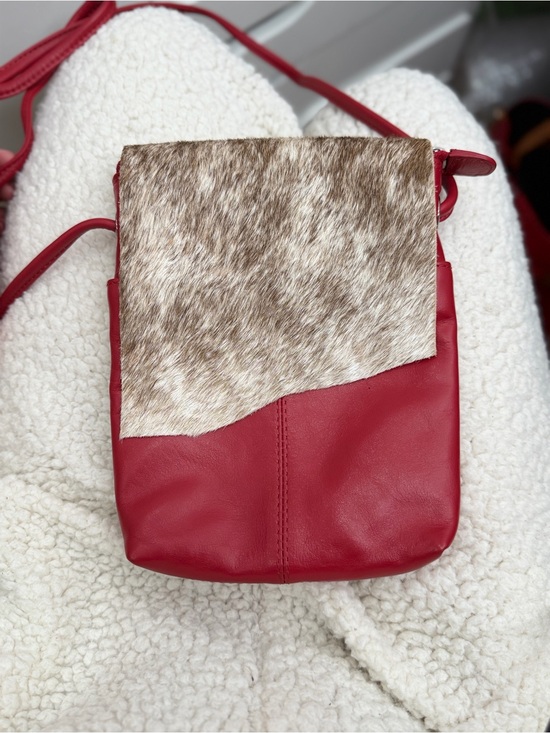 Overland Handbags - Overland Red Leather Hair-on Cowhide Crossbody Bag Western